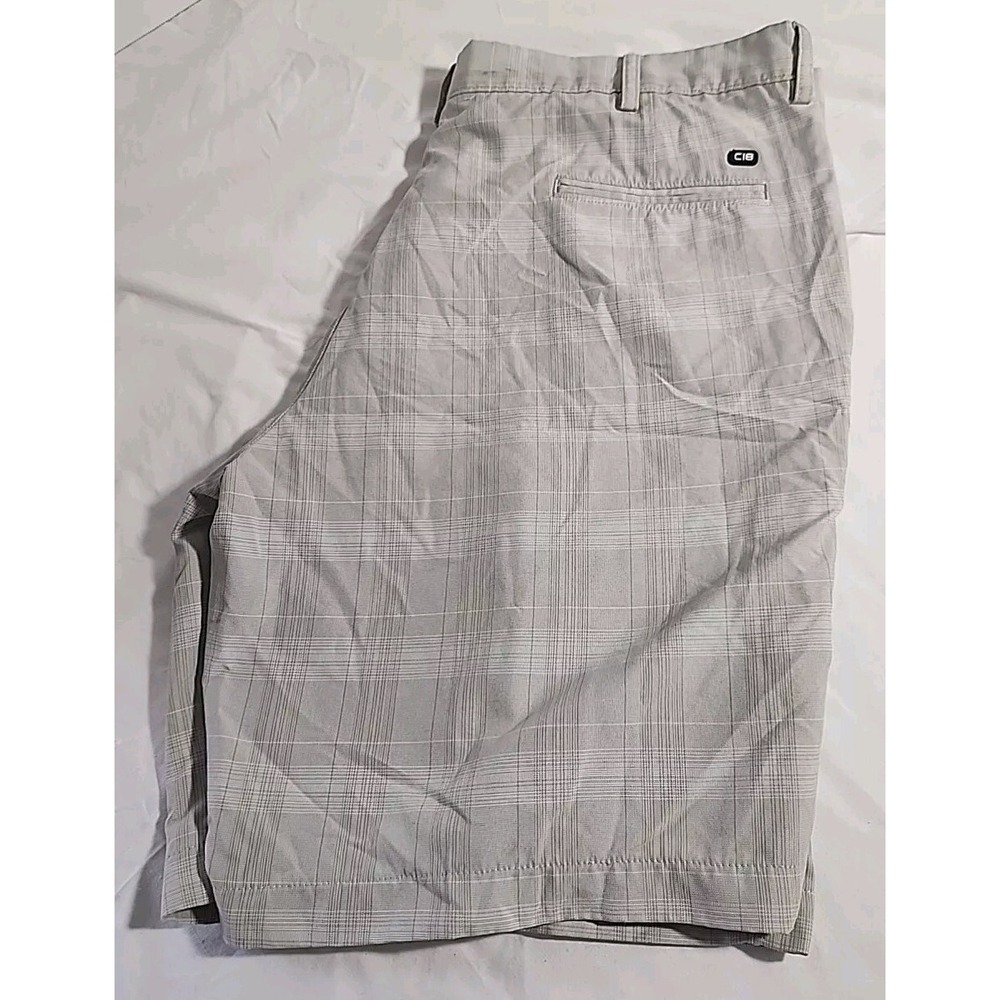 HAGGAR COOL 18‎ PERFORMANCE SHORT GOLF SIMPLE PLAID(PUTTY) 40W X 9.5L ~NWT $48